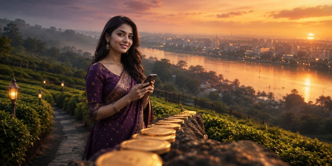 বগুড়ার চা বাগান পরিবেশে মোবাইলে ক্যাসিনো ও প্রোমো চেক করছেন একজন ব্যবহারকারী